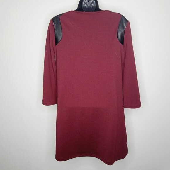 Cleo Maroon Shift Dress with Zipper Embellishments - Picture 3 of 6